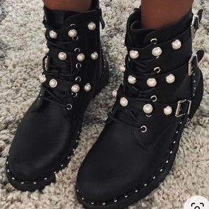 Misguided pearl combat boots